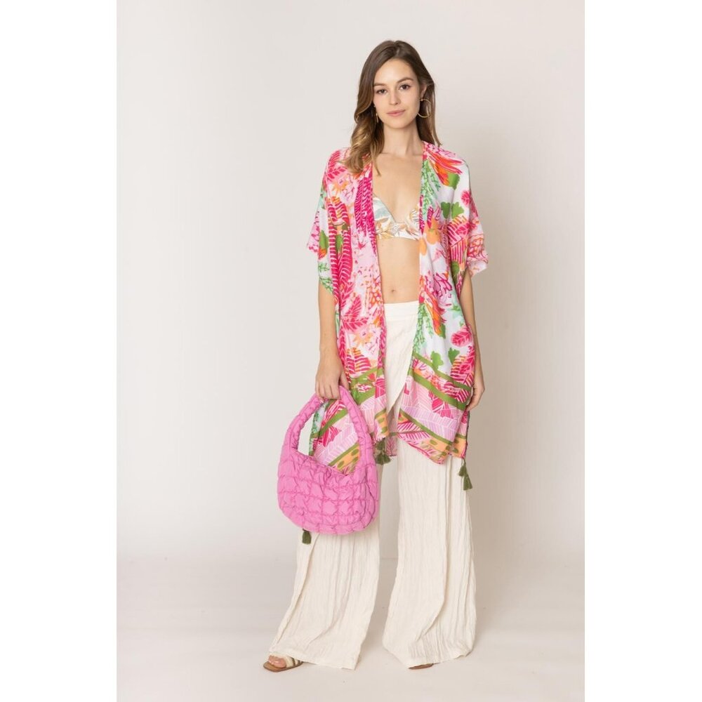 DIONA J FLORAL PRINT KIMONO ONE SIZE COLOR PINK